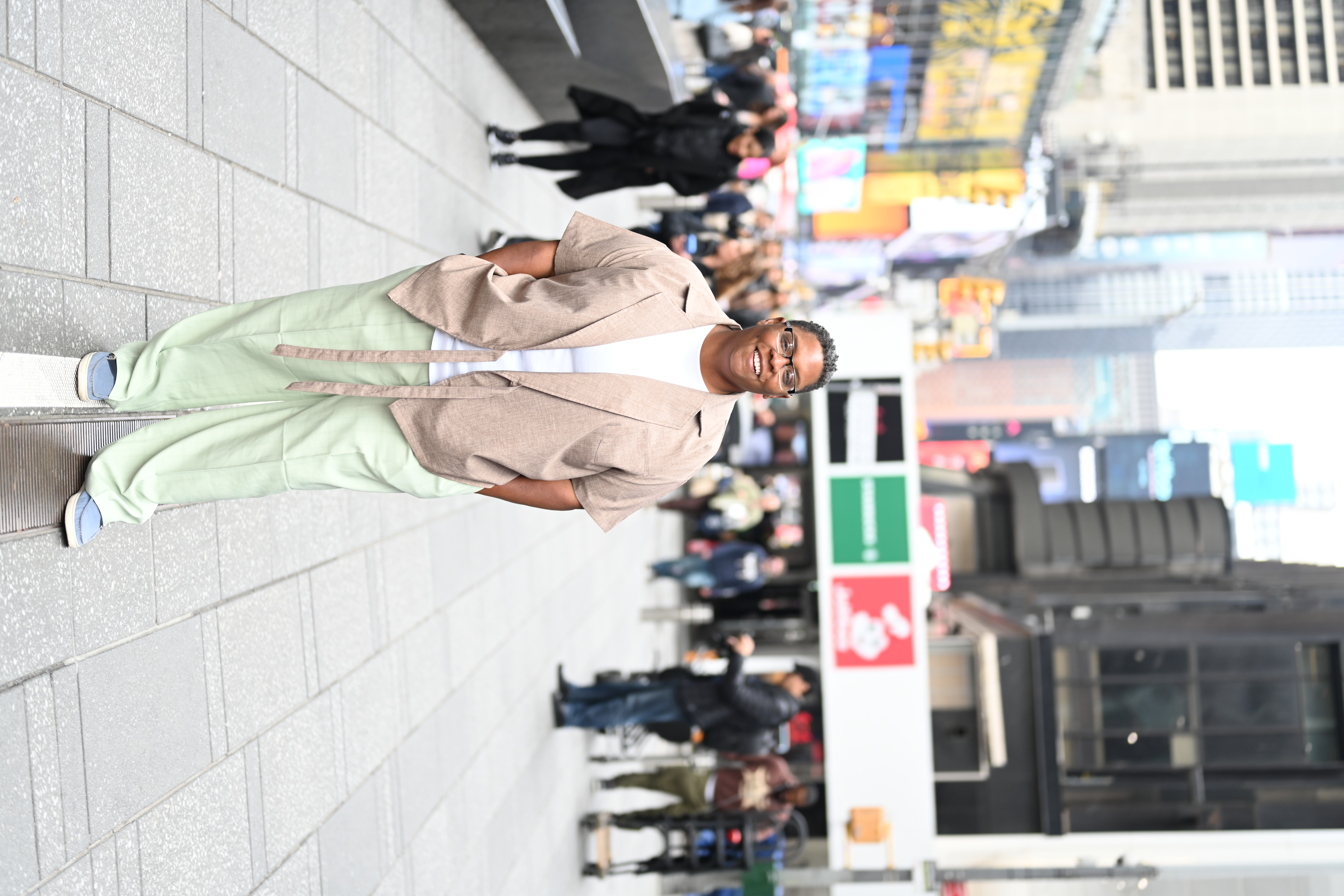 Legacy Code Apparel founder in Times Square NYC